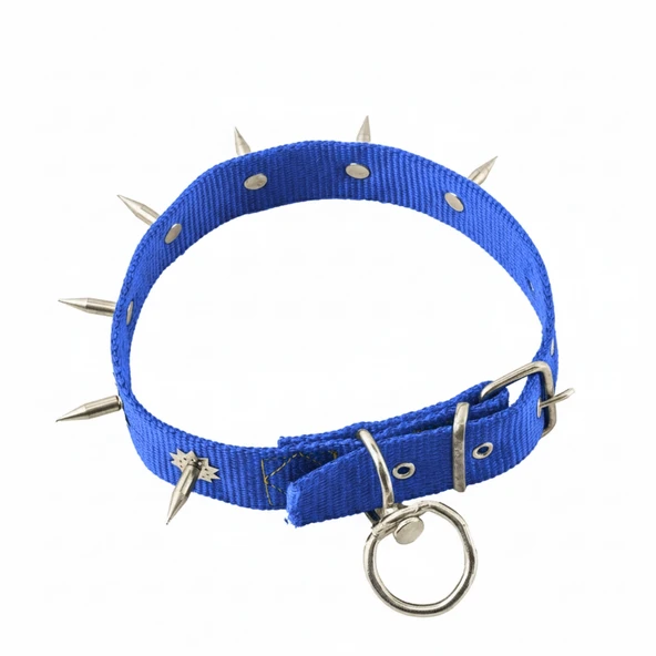 Dokuma Çivili Köpek Boyun Tasması - 4*70 cm - Mavi - 3