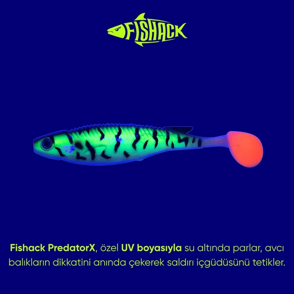 Silikon Balık - 10g 100mm - Fishack PredatorX - UV Boyalı - Bleed - 3