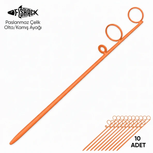 Olta Kamış Ayağı - Paslanmaz Çelik - Fishack - Turuncu - 10'lu