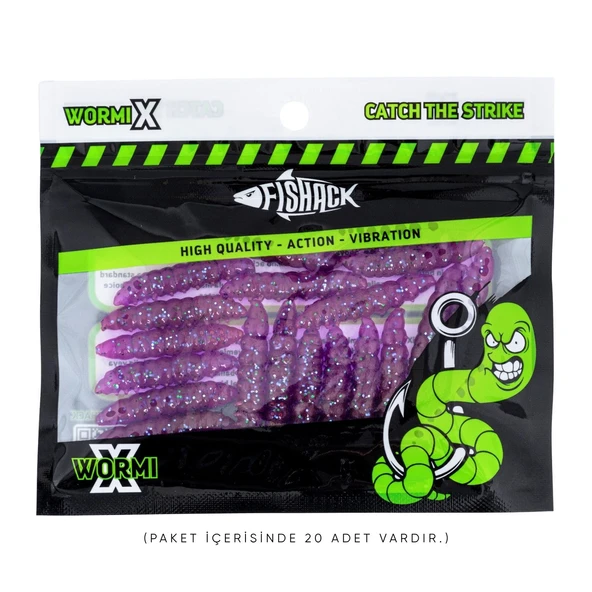 Silikon Kurt Yem - Fishack - 35mm - Peynir Kokulu - 20 Adet - Purple - UV - Trout Bait - 3