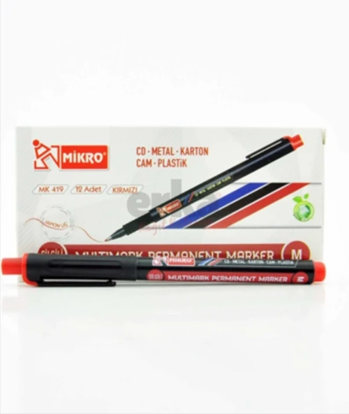 Cd-dvd Kalemi Asetat Kalemi M Kırmızı Mk-419-mk Permanent Marker 2 adet - 4