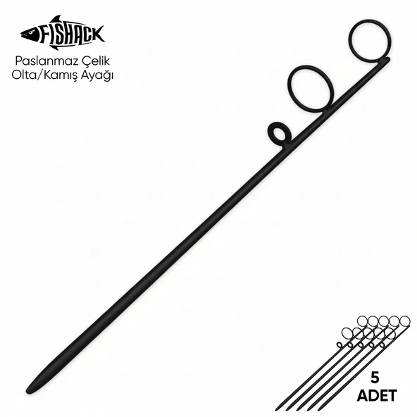 Olta Kamış Ayağı - Paslanmaz Çelik - Fishack - Siyah - 5'li ürün görseli 1