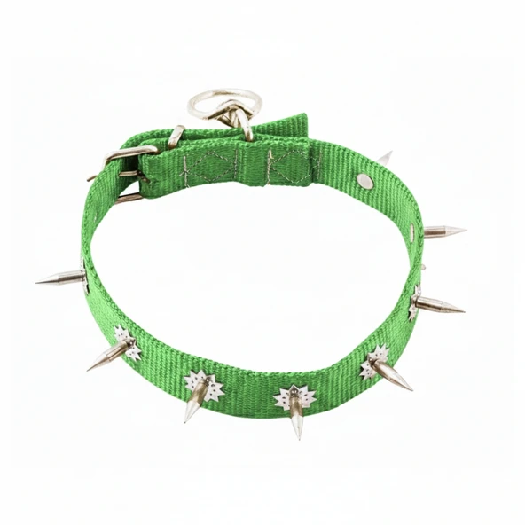 Dokuma Çivili Köpek Boyun Tasması - 4*70 cm - Yeşil - 2