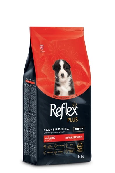 Reflex Plus Kuzu Etli Medium Large Yavru Köpek Maması 12Kg Paket