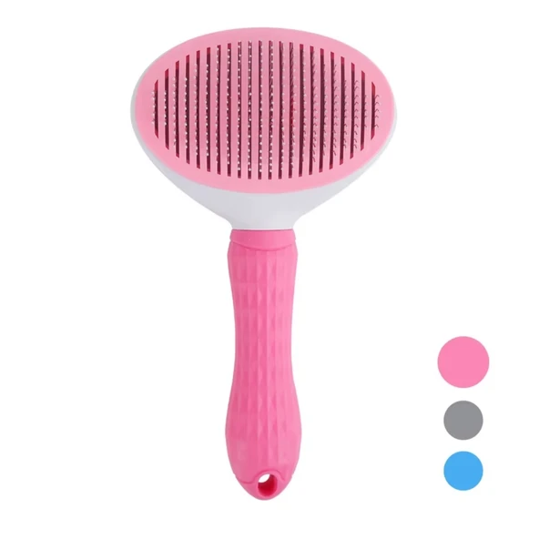 Kedi Tarağı - Otomatik Temizlenen Tuşlu - Pembe (8601)