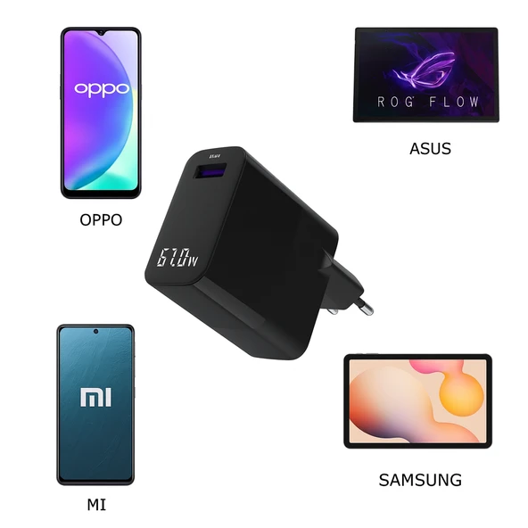 GaN Teknolojili 67W USBA Hızlı Şarj Başlığı  Güvenli ve Dayanıklı Led Göstergeli Adaptör - 4