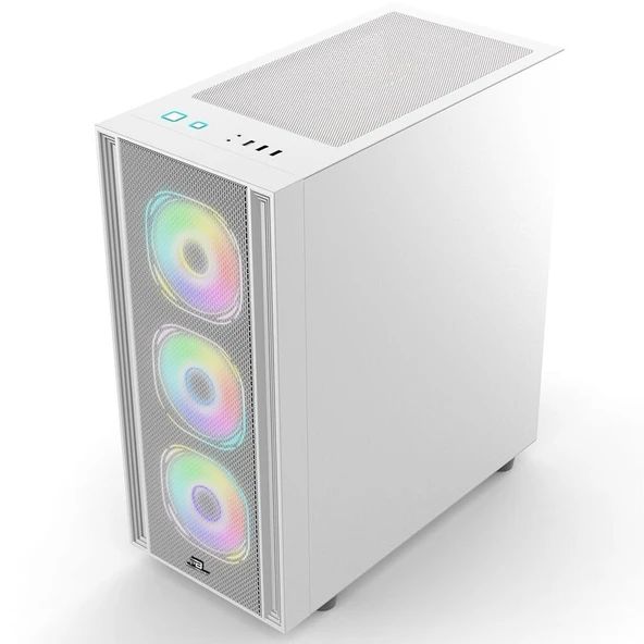 POWERBOOST  X-12W USB 3.0 Mesh 4 x ARGB Fanli Beyaz Kasa PSU Yok - Resim 2