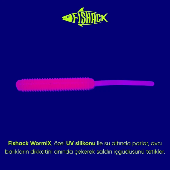 Silikon Kurt Yem - LRF Yem - 1g 52mm - Fishack Wormix - 10 Adet - Pink - UV Silikon - 3