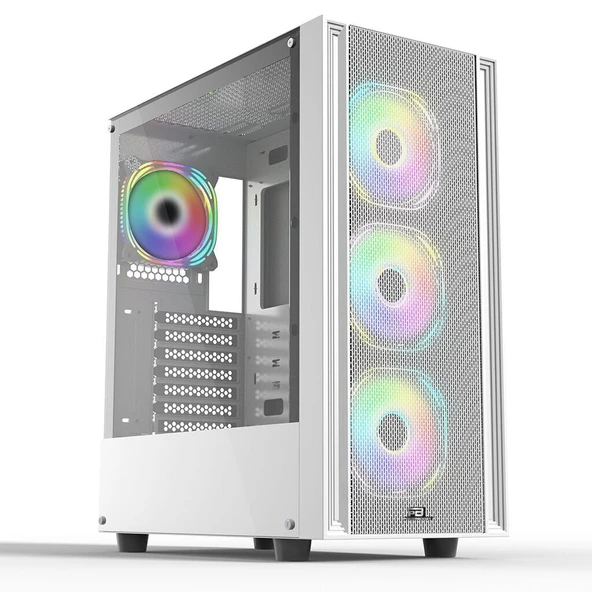 POWERBOOST  X-12W USB 3.0 Mesh 4 x ARGB Fanli Beyaz Kasa PSU Yok - Resim 3