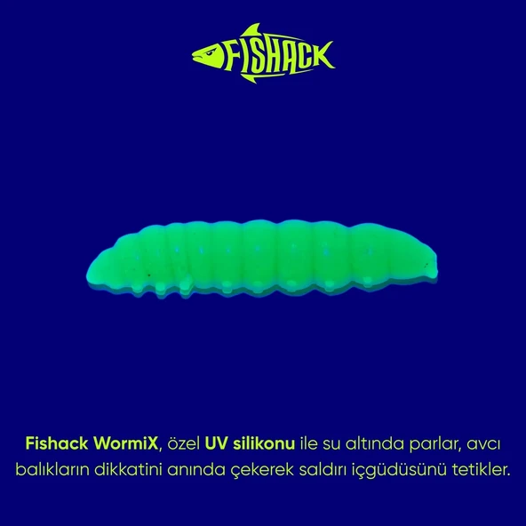 Silikon Kurt Yem - Fishack - 35mm - Peynir Kokulu - 20 Adet - Yeşil - UV  - Trout Bait - 2