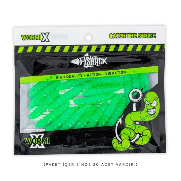 Silikon Kurt Yem - Fishack - 35mm - Peynir Kokulu - 20 Adet - Yeşil - UV - Trout Bait - 3