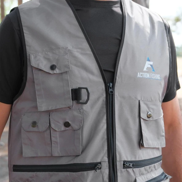 Action Dört Mevsim Çok Cepli Outdoor Spor Yelek Gri - 5