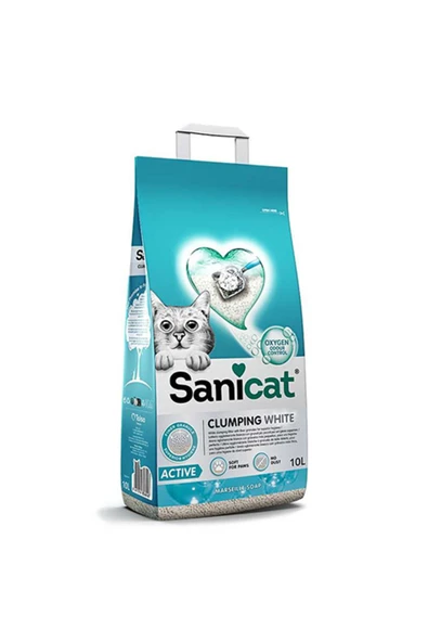 Sanicat Active Marsilya Sabunu Kokulu Ince Taneli Topaklanan Kedi Kumu 10 Lt ürün görseli