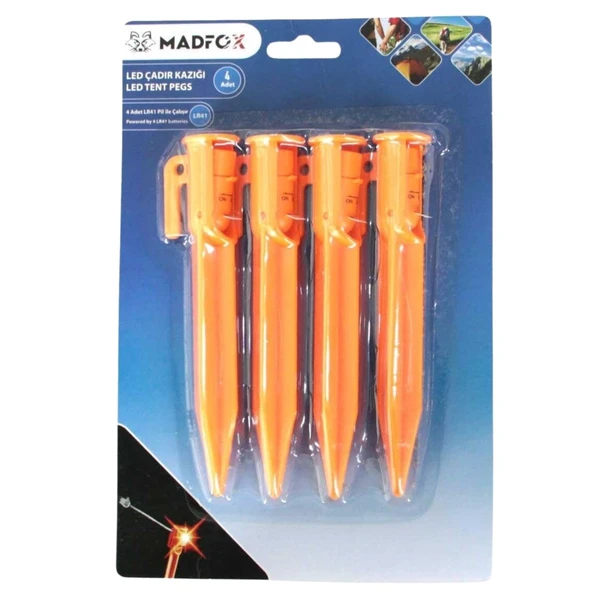 Çadır Kazığı - Madfox Led Işıklı - 4 Parça - 15 cm - 602099 - 5