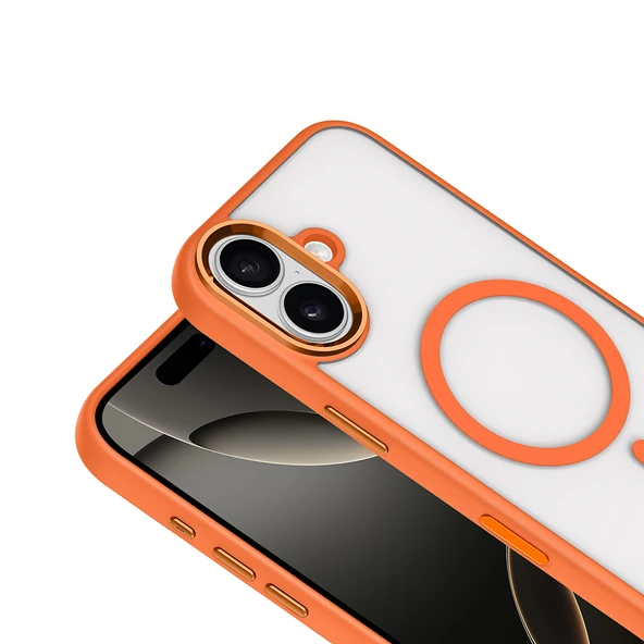 iPhone 17 Kılıf Wireless Şarj Özellikli Krom M-safe Silikon Kapak - Resim 9