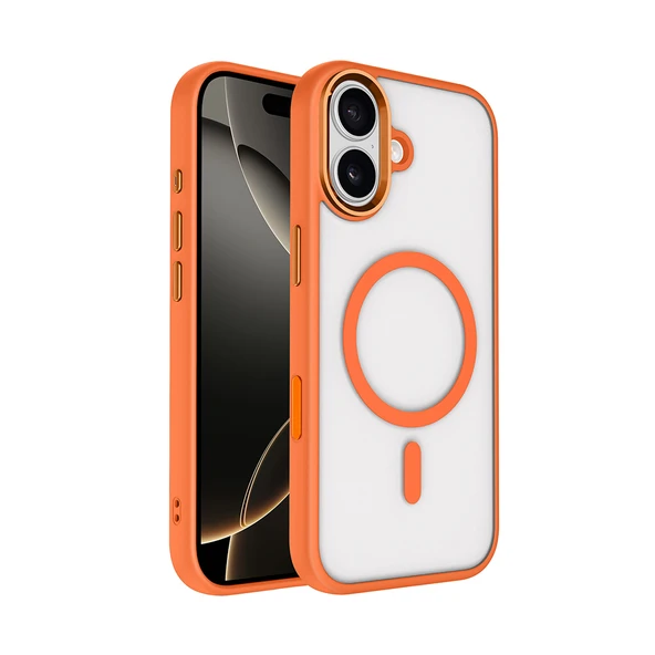 iPhone 17 Kılıf Wireless Şarj Özellikli Krom M-safe Silikon Kapak ürün görseli 1