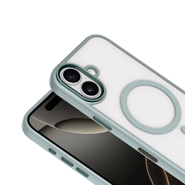 iPhone 17 Kılıf Wireless Şarj Özellikli Krom M-safe Silikon Kapak - Resim 10