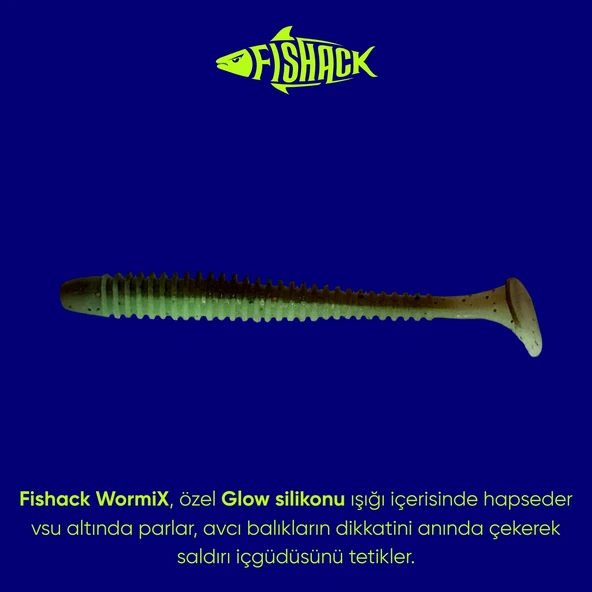 Silikon Kurt Yem - 4,2g 105mm - Turna/Levrek Silikonu - 1 Adet - Yeşil/Kahve - Karides Kokulu - 2