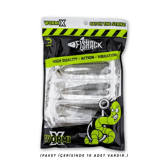 Silikon Kurt Yem - 4,2g 105mm - Turna/Levrek Silikonu - 1 Adet - Gri/Beyaz - Karides Kokulu - 5