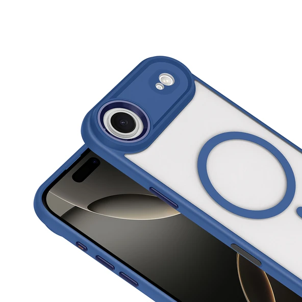 iPhone 17 Air Kılıf Wireless Şarj Özellikli Krom M-safe Silikon Kapak - Resim 8