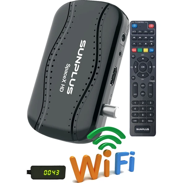 Sunplus Spacex Çanaklı-Çanaksız Dahili Wi-Fi Full Hd Uydu Alıcısı + Akıllı Kumanda ürün görseli