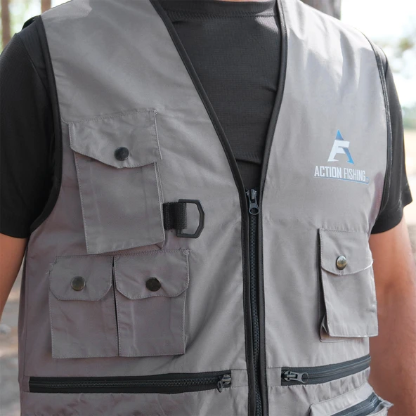 Action Dört Mevsim Çok Cepli Outdoor Spor Yelek Gri - 9
