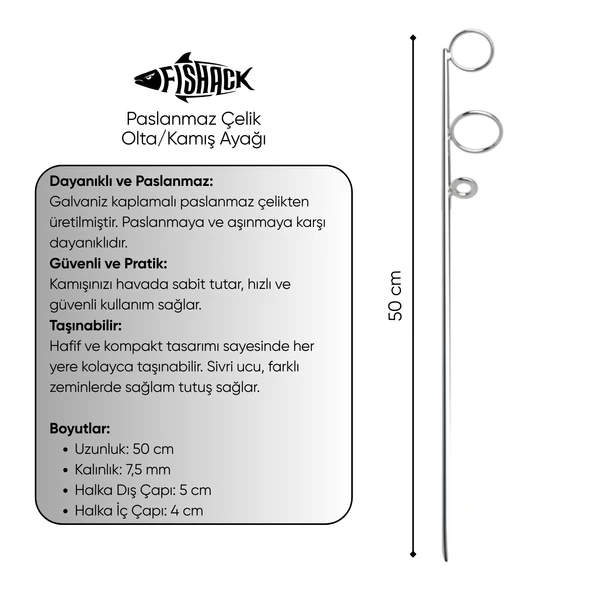 Olta Kamış Ayağı - Paslanmaz Çelik - Fishack - Galvaniz Kaplamalı - 5'li - Resim 3