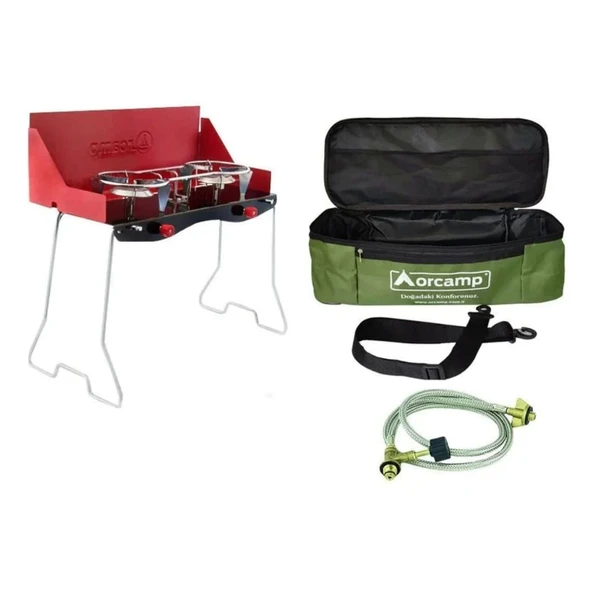 Katlanabilir Ayaklı İkili Yer Tipi Kamp Ocak - Çantalı (K-629)