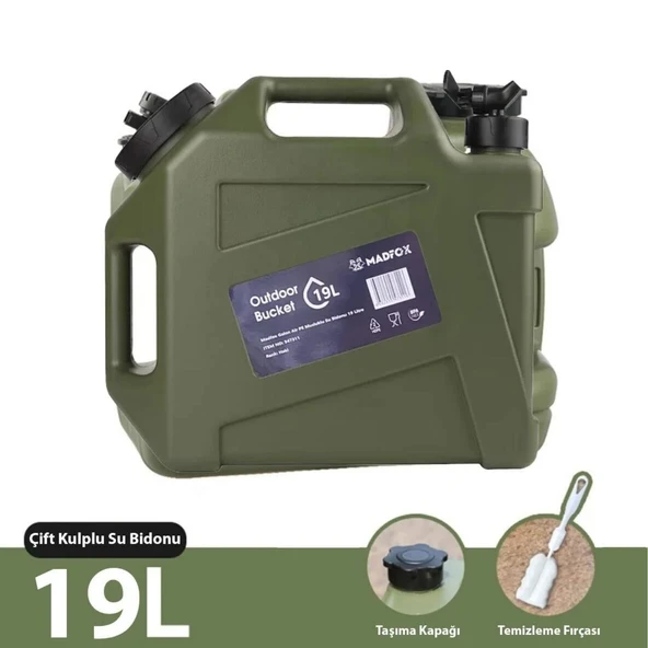 Musluklu Su Bidonu - Madfox Galon Air PE - 19 Litre - Yeşil - 547311 - 2