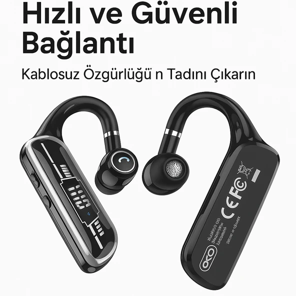 Kablosuz Tekli Bluetooth Kulaklık Buton Kontrollü, Her İki Kulakta Kullanıma Uygun Göstergeli - 3