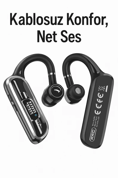 Kablosuz Tekli Bluetooth Kulaklık Buton Kontrollü, Her İki Kulakta Kullanıma Uygun Göstergeli - 5