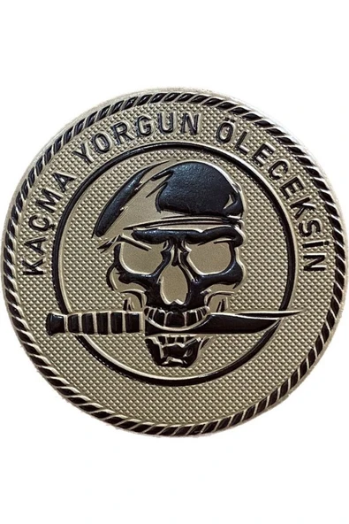 Kaçma Yorgun Öleceksin " Kuru Kafa patch Arma 7 cm 3d, 2025 Yeni Model Tip Cırtlı, ürün görseli