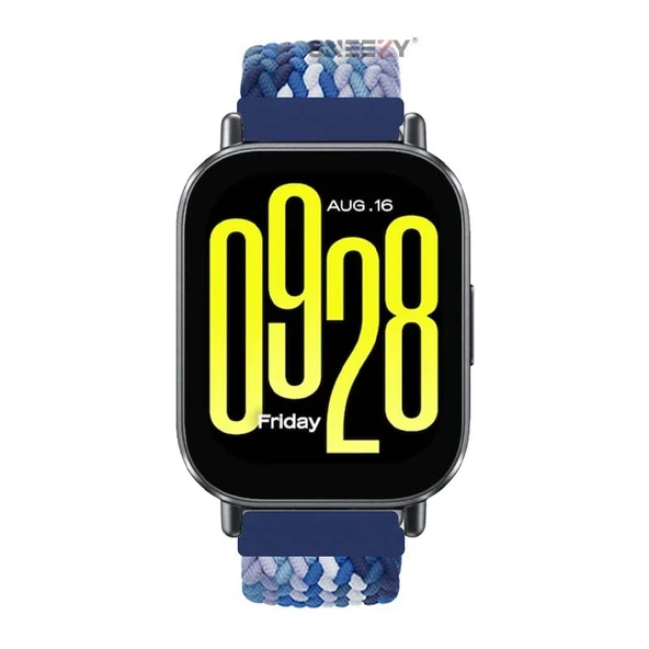 Redmi Watch 5 Active Redmi 5 Lite Uyumlu Kordon Metal Klips Solo Fiberlink Örgü Kordon  Mavi Beyaz - Resim 3