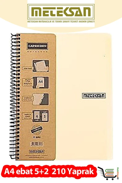Capricorn Ofis A4 5+2 210 Yaprak PP Kapak Bej - 1
