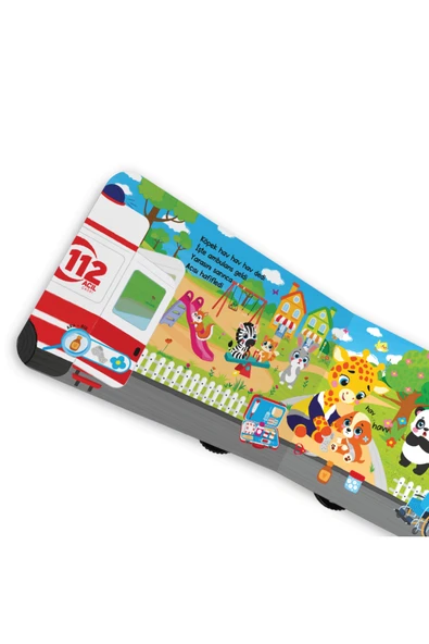 Oyuncak Kitap - Ambulans (Gerçek Tekerlekli) - Resim 4