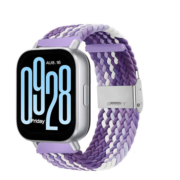 Redmi Watch 5 Active Redmi 5 Lite Uyumlu Kordon Metal Klips Solo Fiberlink Örgü Kordon  Lila Beyaz ürün görseli