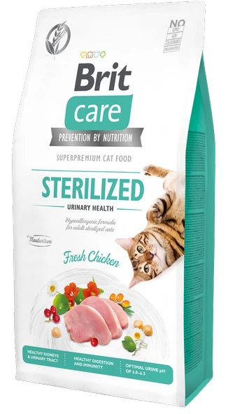 Brit Care İdrar Yolu Problemi Olan Kısırlaştırılmış Kediler İçin, Tahılsız, Hipoalerjenik, Taze Tavuk Etli Kuru Mama 7 kg