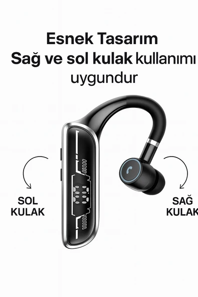 Kablosuz Tekli Bluetooth Kulaklık Buton Kontrollü, Her İki Kulakta Kullanıma Uygun Göstergeli - 2