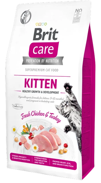 Brit Care Yavru Kediler, Hamile Veya Emziren Kediler İçin, Tahılsız, Hipoalerjenik, Taze Tavuk Ve Hindi Etli Kuru Mama 7 kg
