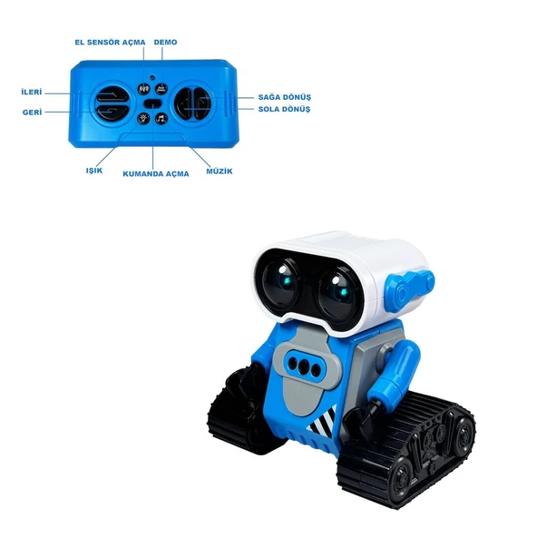 Uzaktan Kumandalı 2.4G Şarjlı El Sensörlüde Kullanabilen Robot-Araba Mavi/Sarı - 2