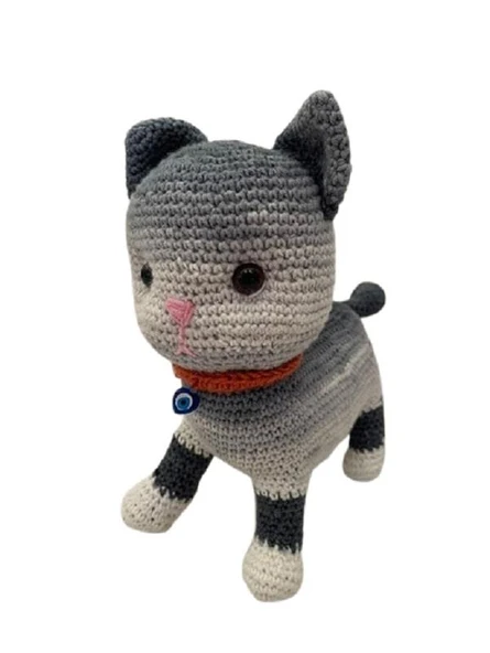Sesli Boncuk Kedicik Amigurumi Organik Oyuncak - 1