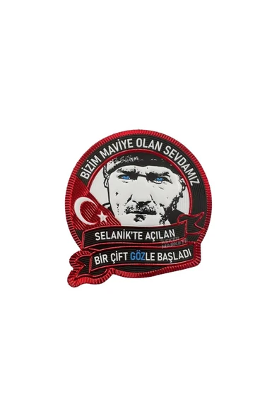 "Bizim Maviye Olan Sevdamız" Atatürk patch Arma 9.5 cm 3d, 2025 Yeni Model Tip Cırtlı, 1.sınıf ürün görseli