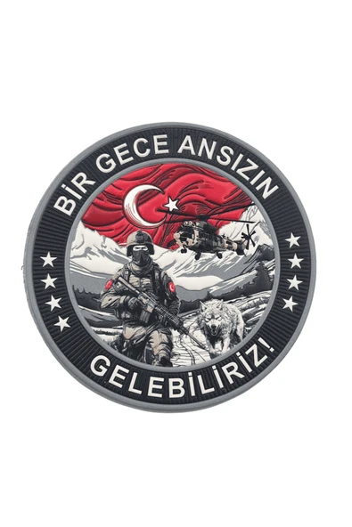 Bir Gece Ansızın Gelebiliriz" Asker Peç Arma 9.5 cm 3d, 2025 Yeni Model Tip Cırtlı, 1.sınıf Kalite ürün görseli