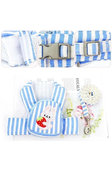 S Beden Çantalı Kedi Göğüs Tasma Seti Küçük Irk Köpek Gezdirme Kayışı Yürüyüş Tasması Kayış 120 cm - 3