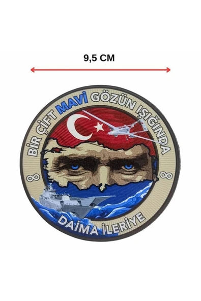 Bir Çift Mavi Gözün Işığında Daima " Atatürk patch Arma 9.5 cm 3d, 2025 Yeni Model Tip Cırtlı, ürün görseli
