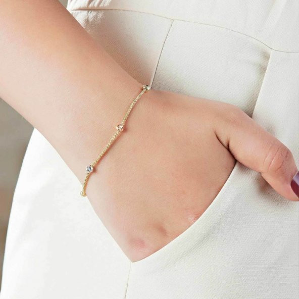 Kalın zincirli altın bileklik tek sıralı ürün görseli