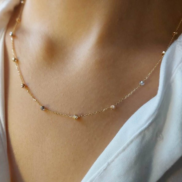 Altın dorika kolye tek sıralı ürün görseli