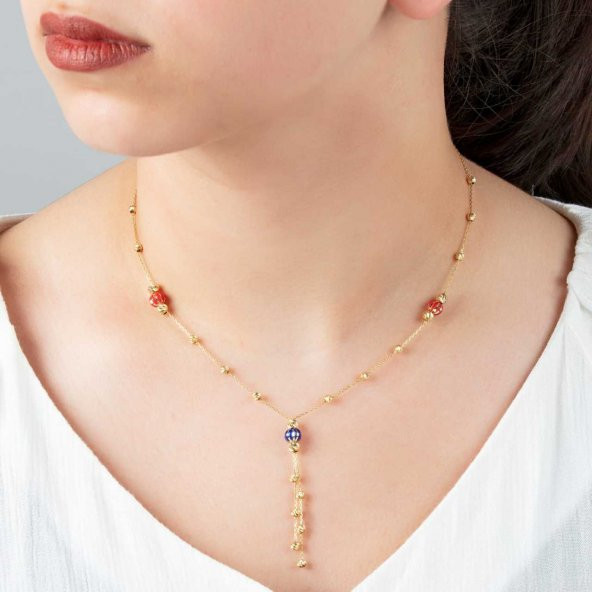 14 Ayar Altın Mineli Dorika Kolye ürün görseli