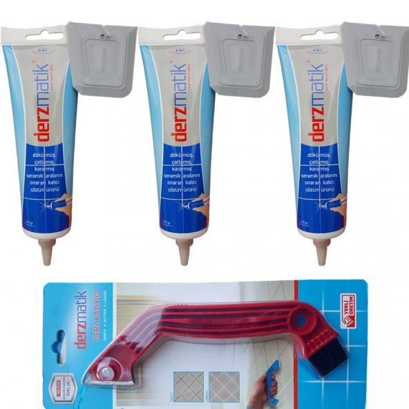 3 Adet Derzmatik Gaga Uçlu Hazır Derz Dolgu + Kazıma Bıçağı Beyaz - 2