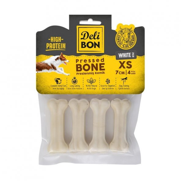 Delibon Pres Köpek Kemiği Beyaz 7 Cm 4Lü ürün görseli 1